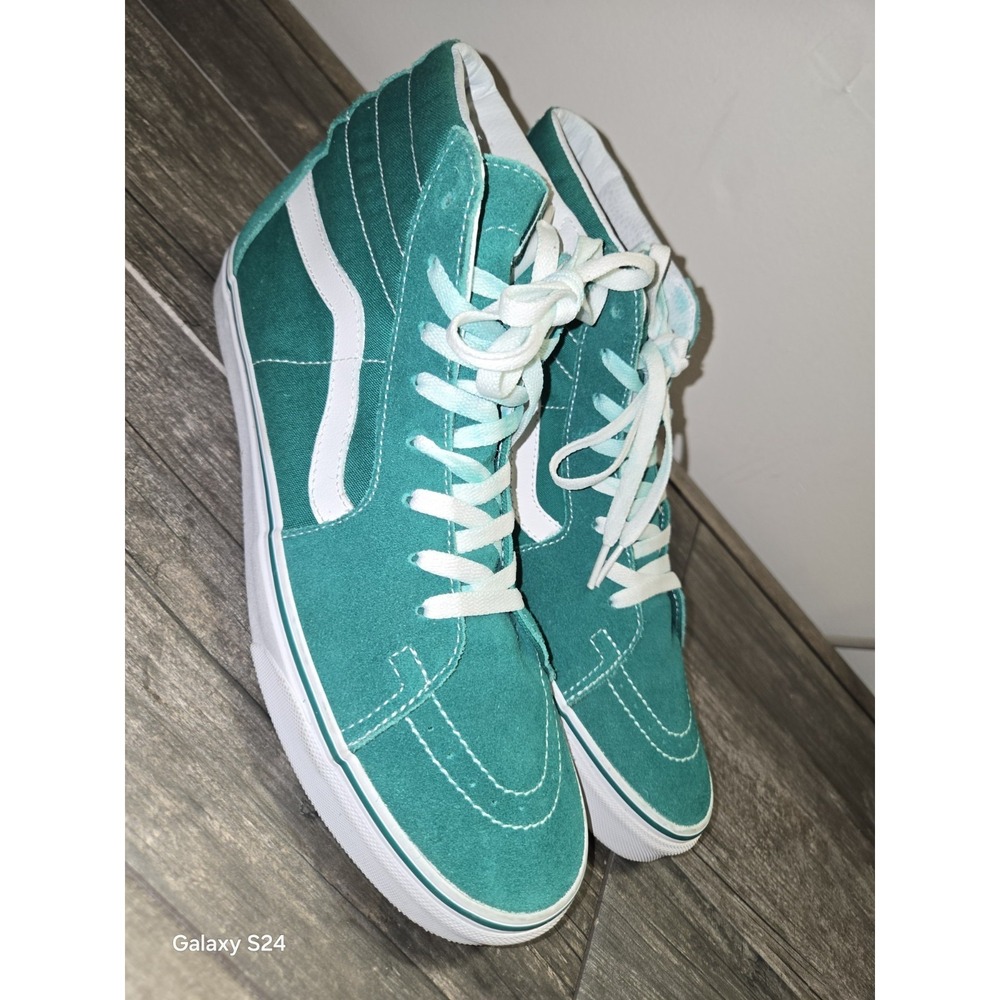 Vans Sk8-Hi Shoe Men's Size 11.5 Coral Green Canvas/Suede Top Skate Sneaker